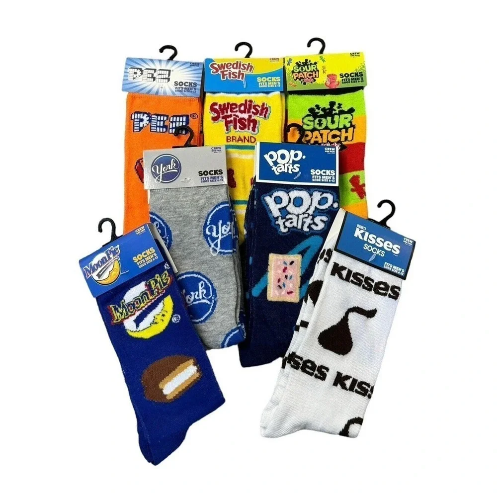 Odd Sox Novelty Crazy Socks Candy Hersheys York Chocolate PEZ Mens Sz 6-12 Crew